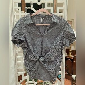 St. John's Bay Black and White Gingham Button Down Shirt